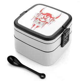 Vaisselle Oni-001 Double couche Bento boîte déjeuner salade Streetwear Trashgang Punk Grunge Metalhead japon métal