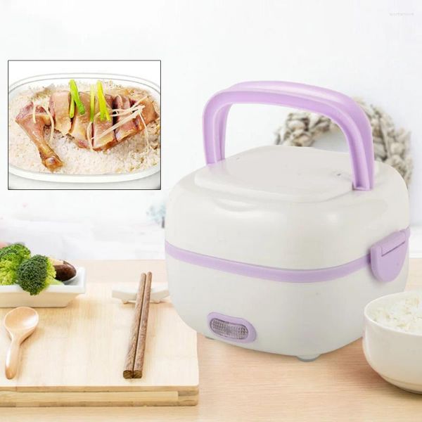 Vaisselle en plastique et en acier inoxydable, boîte à déjeuner électrique multifonctionnelle, Mini cuiseur à riz, cuiseur vapeur Portable