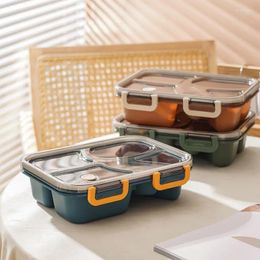Vaisselle boîtes à déjeuner en plastique, bols à quatre grilles, dortoirs ménagers, fours à micro-ondes scellés, assiettes, ensembles de vaisselle, petits cadeaux