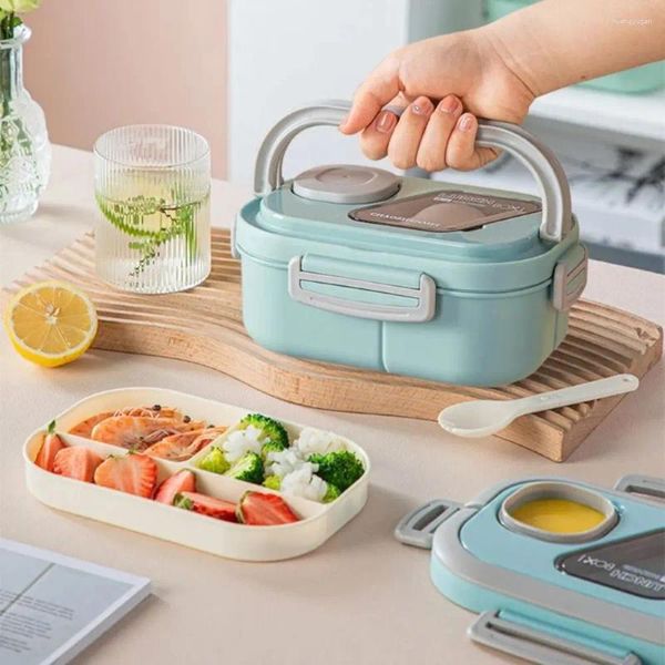 Vaisselle Portable Double couche boîte à déjeuner vaisselle en plastique réutilisable repas scellé ovale four à micro-ondes en plein air