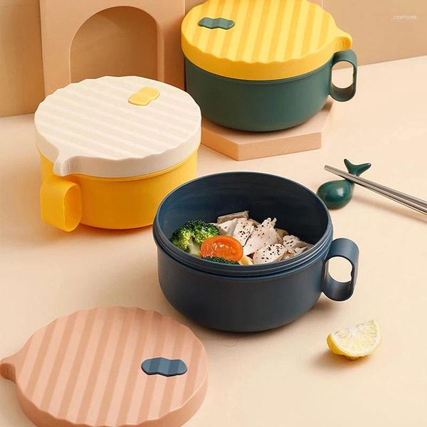 Vaisselle Boîte à lunch portable grande capacité avec poignée couvercle baguettes bac à légumes réservoir intérieur en acier inoxydable bol à micro-ondes bol à ramen