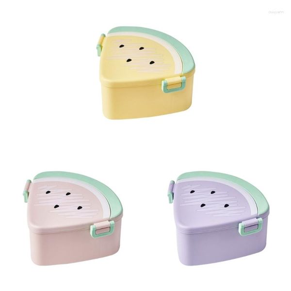 Vaisselle boîte à déjeuner Bento pratique pour enfants, récipient à fruits étanche, coffre-fort au micro-ondes avec 3 compartiments divisés