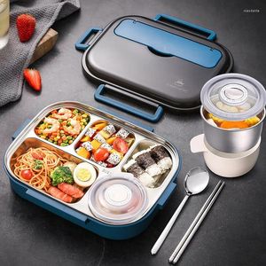 Vaisselle QWE123 boîte à déjeuner isolée en acier inoxydable, vaisselle multicouche pour étudiants et écoles, conteneur Bento, stockage du petit déjeuner