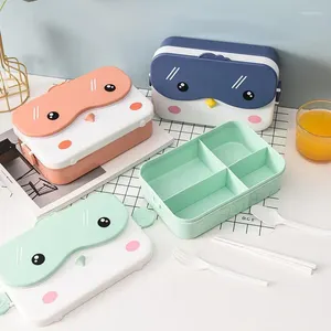 Servies School Kids Bento Lunchbox Rechthoekig Lekvrij Plastic Anime Draagbare Magnetron Voedselcontainer Kind Lunchbox