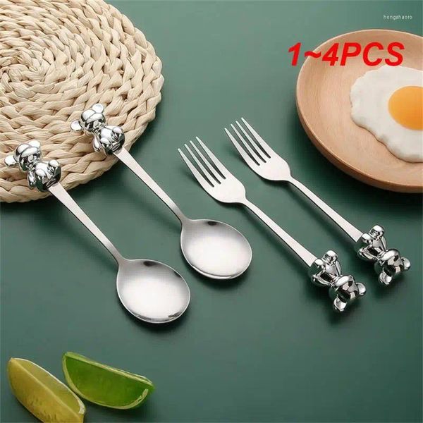 Ensembles de vaisselle 1-4 pièces fourchette à fruits simplicité moderne outils de gâteau à dessert couverts réutilisables cuillère ensemble cuisine portable étudiants vaisselle