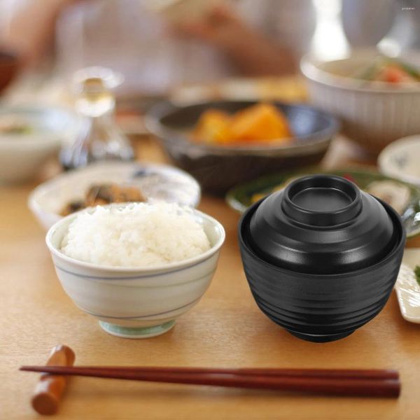Juegos de vajilla 1 pieza Exquisito tazón de sopa de cerámica de imitación japonesa Ramen para restaurante (negro)