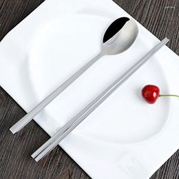 Geschirr-Sets 1 Set koreanische Essstäbchen Löffel Edelstahlgeschirr