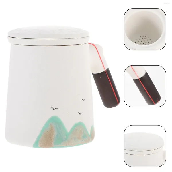 Ensembles de vaisselle 1 ensemble de tasse à thé avec infuseur à couvercle en céramique filtrant la boisson avec boîte