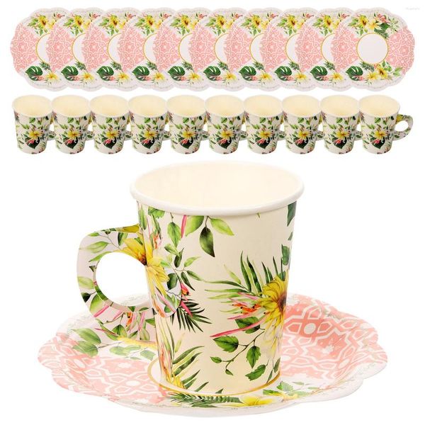 Ensembles de vaisselle 1 ensemble de tasses et assiettes en papier Tea Party vaisselle décorative mariage