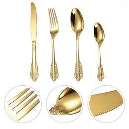 Setwares Sets 1 Set Western Table Tare Portable Camping Zilverwerk Wedding herbruikbare flatware -kit Gold Party Lepels