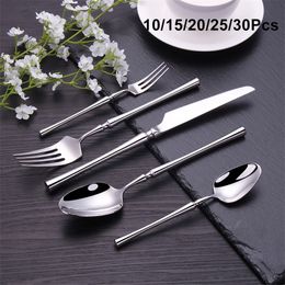 Set sets 10 15 20 25 30 stks Gold servies roestvrijstalen bestek Sliver mes Vork lepel keukengerei FLATEWARE 230224