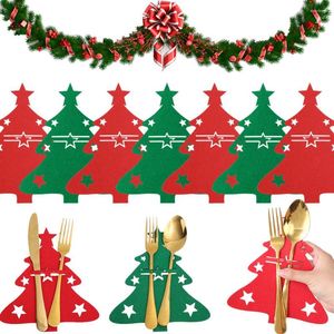 Dinware Sets 10/5/1pcs Kerst Tree Knife Holder Holder Bag Xmas Home Kitchen Decoratie Fabric Fabric Cookware Organisator Lepel Accessoire