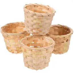 Ensembles de vaisselle 10 pièces bambou Mini panier à fleurs fille rustique artisanat artificiel stockage à la maison en bois boîte à fruits bureau à la main