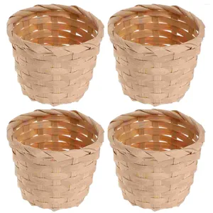 Ensembles de vaisselle 10 PCS BAMBOO Mini Flower Panier de maison Rangement de maison avec conteneur de couvercle tissé artificiel décor Premium Decorative Flower