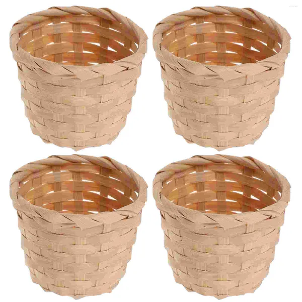 Juegos de vajillas 10 pcs Bambú Mini Flores Basking Flower Rack de almacenamiento de frutas tejidas de color caqui Decoración portátil de madera de madera portátil