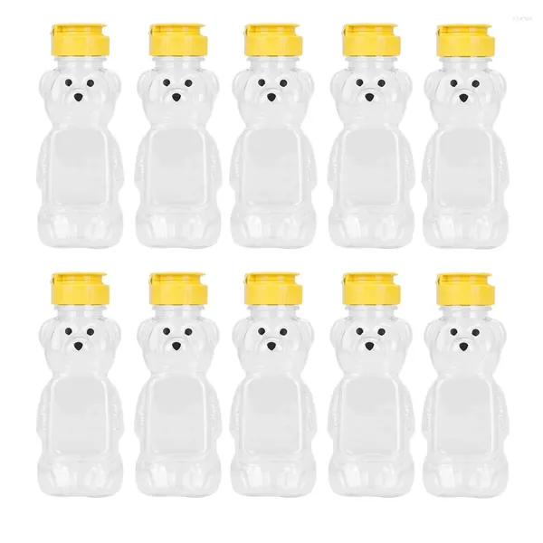 Conjuntos de vajilla 10 PCS Oso Bebida fría Botella Plástico Miel Sellado Tazas Beber Niño S Botellas Tapas