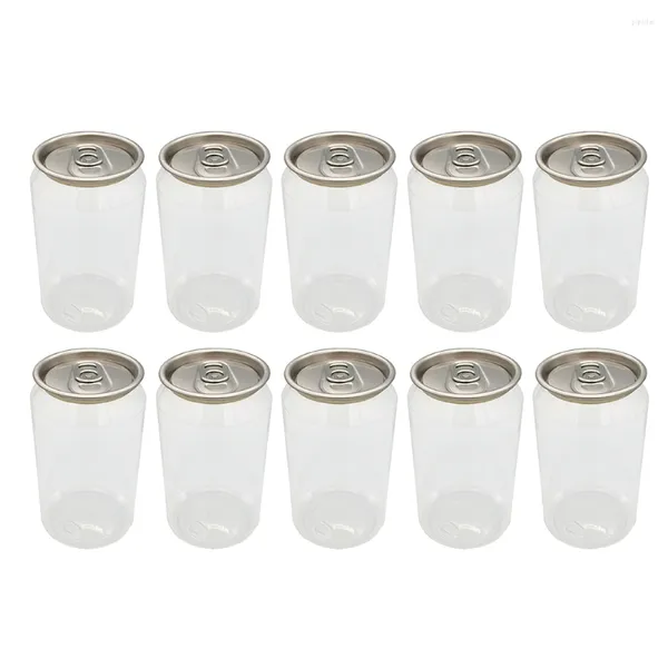 Ensembles de vaisselle 10 pièces tasses à thé transparentes bouteilles d'emballage verres 14.7x5.4cm conteneurs de stockage transparents à l'eau couvercles de boissons