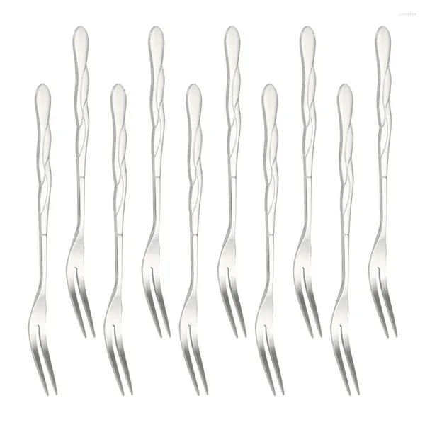 Ensemble de vaisselle 10 PCS Picks de fruits pour fête en acier inoxydable fourche réutilisable Cocktail Forks