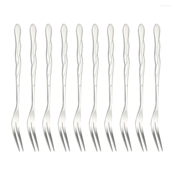 Conjuntos de vajilla 10 PCS Mini utensilios de cocina Selecciones de frutas Tenedores de acero inoxidable Varilla de agitación Reutilizable