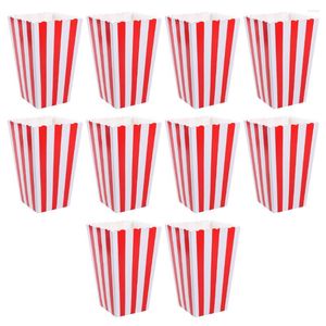 Dinware sets 10 pc's popcorn bucket bowl papieren doos individuele houder film thema feestbenodigdheden bulk cadeaubussen behandelen tas bruiloft gunst