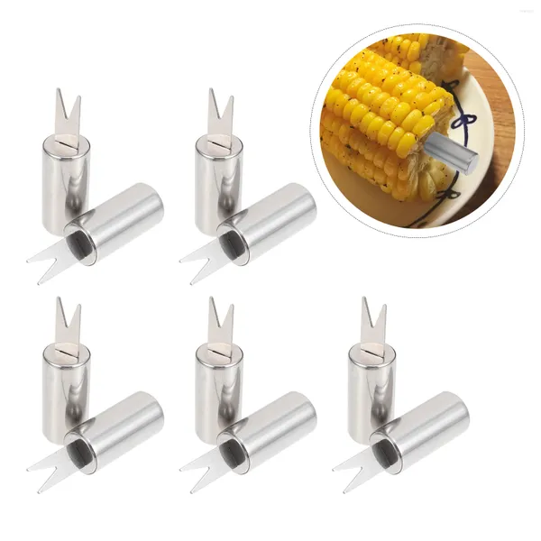 Ensembles de vaisselle 10 PCS Ustensiles en acier inoxydable Set Corn Les supports COB Kabob Sticks Barbecue Tools BBQ BBQ