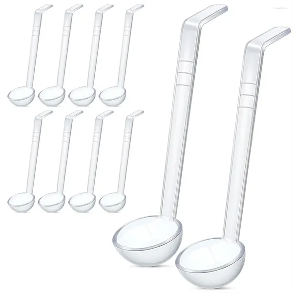 Ensembles de vaisselle 10 pièces 7,8 pouces 1oz clair petite louche mini pour sauce longue poignée bol à poinçon en plastique cuillères de service