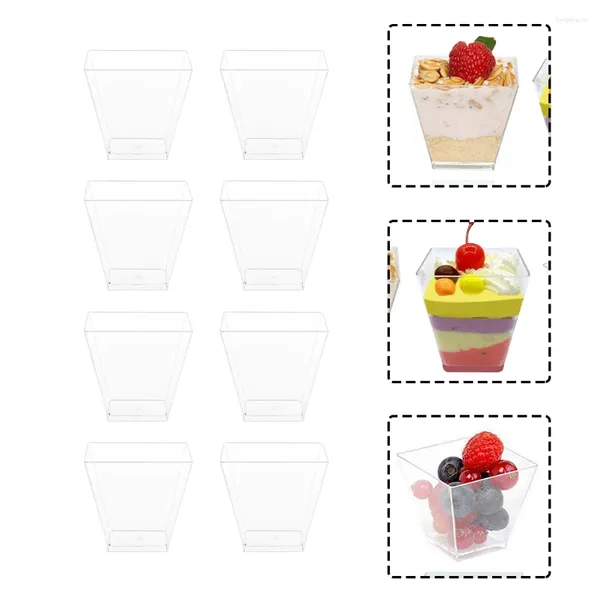 Ensembles de vaisselle 100 pcs tasse à dessert conteneurs de pudding couvercles ménage tiramisu parfait multi-fonction mousse transparente portable