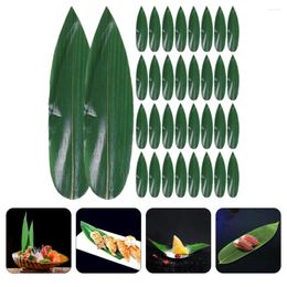 Ensemble de vaisselle 100 PCS Sushi Bamboo Feuilles plateaux Derne verte décor Sashimi Artificiel Leaf Plate décorations bébé kit