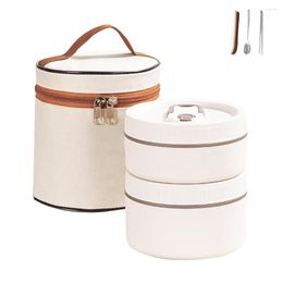 Ensembles de vaisselle 1000 ml boîte à déjeuner thermique empilable avec sac étanche Portable pour étudiants Bento conteneur baguettes cuillère