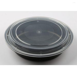 Dedzaamsets Sets 10 stks 720 ml Wegwerp Plastic Bowl Out Containers Opbergdoos met deksels - Ronde