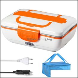 Dinware sets 110V 220V 12V 24V verwarmde elektrische lunchbox roestvrijstalen rijst warmer container auto home EU plug verwarming gebogen mjbag dhp9f