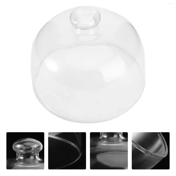 Ensembles de vaisselle 11CM verre dôme protecteur d'écran rond-preuve clair Snack gâteau support avec pour cuisine maison fête pique-nique