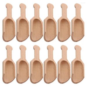 Conjuntos de vajilla 12 PCS Cuchara de madera de haya Cucharas de té Cucharas de condimento Cucharaditas Palas de sal Concentrado duradero Hogar