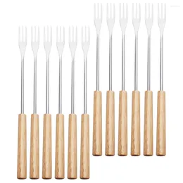 Derenwaren Sets 12 PCS Chocolate Fondue Fork Dessert Dompelgereedschap Hout Handvorken Handige fruitkeuken Stages spiesjes