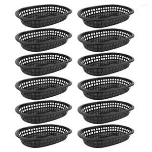 Din sets sets 12 pc's Deli -manden Ronde Decoratieve lade Oval Frites Basket Veggie Plat Fries Hamburger Fruit Plastic