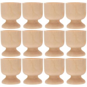 Ensembles De Vaisselle 12 Pcs Plateau À Oeufs De Pâques Support Décoratif Piédestal Porte-Réfrigérateur Suite DIY Coupe En Bois Vierge Parure Oeufs Artisanat Préscolaire