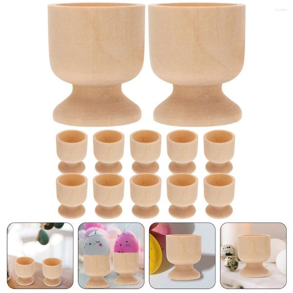 Juegos de vajilla, 12 Uds., bandeja para huevos de Pascua, juguetes de primavera, decoración artesanal DIY, soporte de madera, portavasos, suministros para fiestas, suministros decorativos para niños