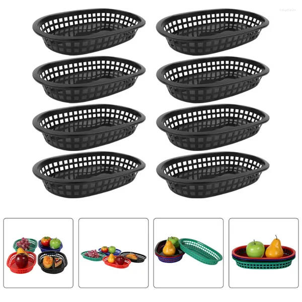 Ensembles de vaisselle 12 Pcs Frites Panier à Hamburger Mini Récipients En Plastique Paniers De Fruits Plats Plateau Plateaux À Dessert Forme De Navire