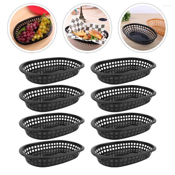 Ensembles de vaisselle 12 pièces Snack panier bol légumes noir assiettes en plastique servant bateau bonbons écrou plateau Deli paniers plateau