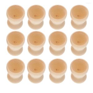 Din sets sets 12 pc's houten eierbladen kleuterschool speelgoed voor kinderen kinderen diy cup eenvoudige houder schilderen blanco standaard paasfeestje benodigdheden