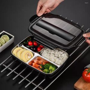 Conjuntos de vajilla 1200ml 304 Caja de almuerzo de acero inoxidable Bento para la escuela Niños Trabajador de oficina Almacenamiento de contenedores de vapor