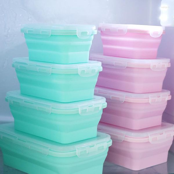 Ensembles de vaisselle 1200ML Silicone pliable conteneurs de stockage avec couvercles boîte à lunch Bento sans BPA pour garde-manger de cuisine