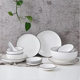 Dinware sets 12 stcs/ 17 stcs/ 28 stcs Europese witte kortheidsstijl keramische kommen borden passen porselein servies set