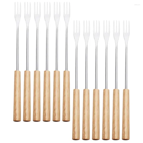 Ensembles de vaisselle 12pcs fourchettes à fondue en métal fromage au chocolat fruits réutilisables