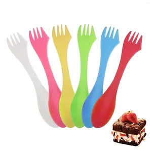 Ensembles de vaisselle 12pcs Couvoirs de table en plein air Couvoirs de fourchette 3 en 1 Camping Spork Randonnée voyage