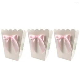 Ensembles de vaisselle 12pcs boîtes de pop-corn avec arc papier bonbons faveur pour la fête de mariage fournitures de fête d'anniversaire boîte de Noël