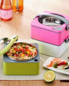 Setwares Sets 1500 ml Round Shape Lunch Box met Friter Heatable Bento SUS 304 PP gezonde container