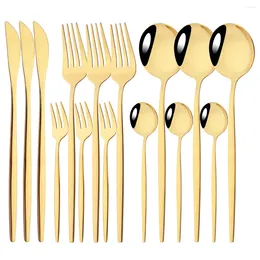 Ensembles de vaisselle 15pcs miroir en or miroir en acier inoxydable table de table à gâteau de gâteau de gâteau couverts couverts couverts de cuisine