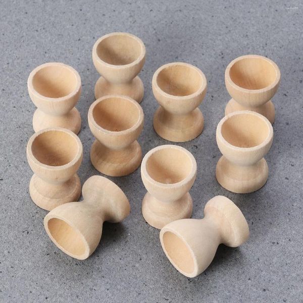 Ensembles de vaisselle 15pcs porte-oeufs de pâques en bois bricolage plateau d'oeufs en forme de verre tenant des tasses de table conteneur de stockage en bois