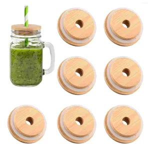 Servies Sets 16 Stuks Bamboe Afdichting Deksel Houten Mason Jar Deksels Herbruikbare Deksel Brede Mond Fles